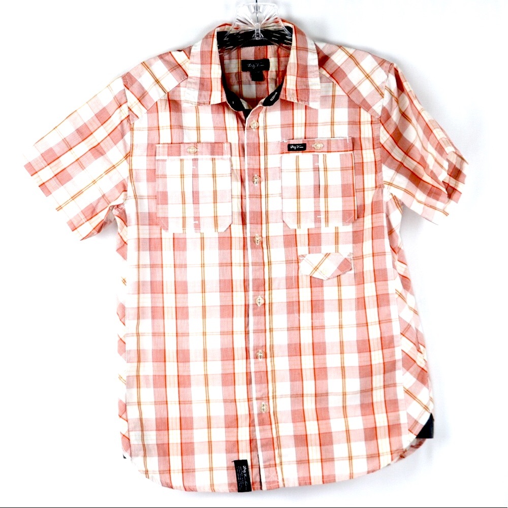 LRG boys button down. Plaid orange.